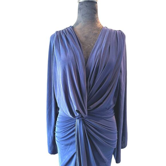 MISA Los Angeles Tegat High Low Navy Knotted Front Draped Maxi Dress Size S - Picture 1 of 9